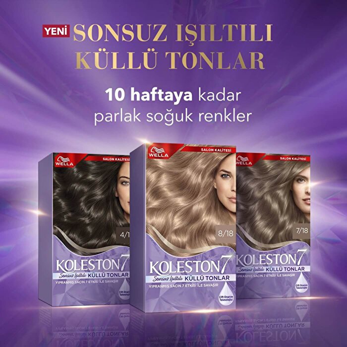 Wella Koleston 7 Ash Grey Tones 7/18 - Shimmering Pearl Ash Brown | 100% Intense Color - view 4