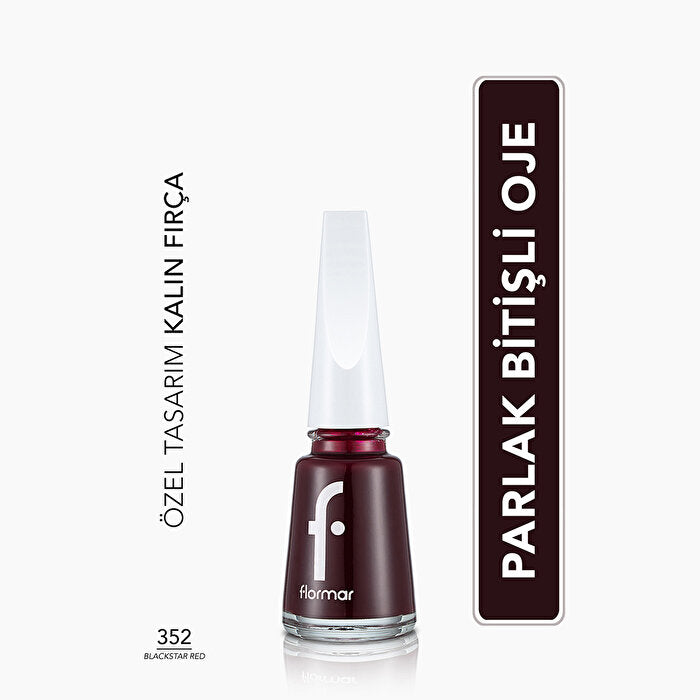 Flormar Nail Enamel Intense Pigmented Polish 352 Blackstar Red | 10ml - view 2