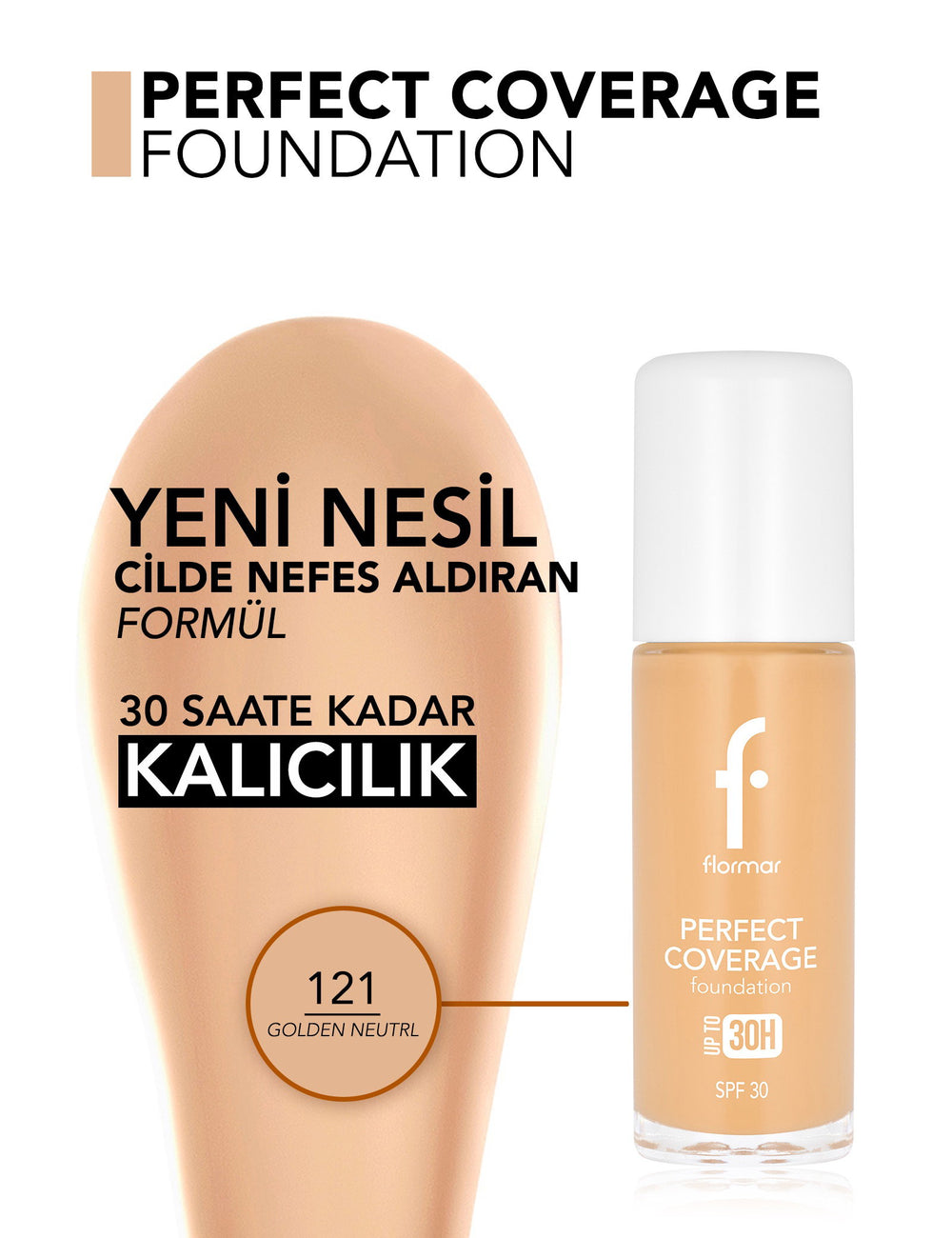 Flormar Perfect Coverage High Pigment SPF30 Foundation 30ml