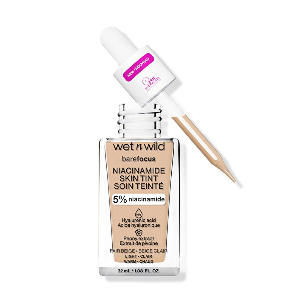 Wet n Wild Niacinamide Skin Tint Foundation: Fair Beige, Lightweight Coverage, Improves Skin Texture, Natural Satin Finish Wet n Wild Niacinamide Skin Tint: Natural Coverage, Healthy Skin Niacinamide skin tint, Hyaluronic acid foundation, Light coverage foundation, Skin tint for redness, Wet n Wild foundation, Satin finish foundation, Makeup with skincare benefits, Affordable skin tint, Best skin tint for natural look, Fair beige skin tint, skin tint, foundation, niacinamide, hyaluronic acid, peony extract,