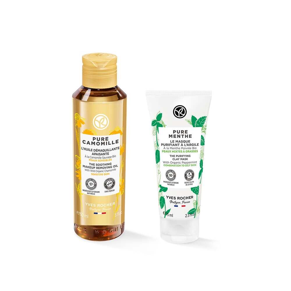 Fiddy Skincare Set - Gentle Makeup Removal Oil &amp; Purifying Clay Mask for Sensitive Skin Fiddy Skincare Set for Sensitive Skin Care Skincare Set, Makeup Removal Oil, Clay Mask, Sensitive Skin Care, Natural Skincare, Skincare Routine, Gentle Skincare, Purifying Mask, Makeup Removal, Pure Camomile, Pure Menthe, Skincare for Sensitive Skin