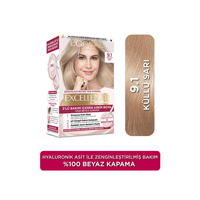 L'Oreal Paris Excellence Crème Hair Color Ash Blonde 9.1 - 100% Gray Coverage | Professional Care - view 10
