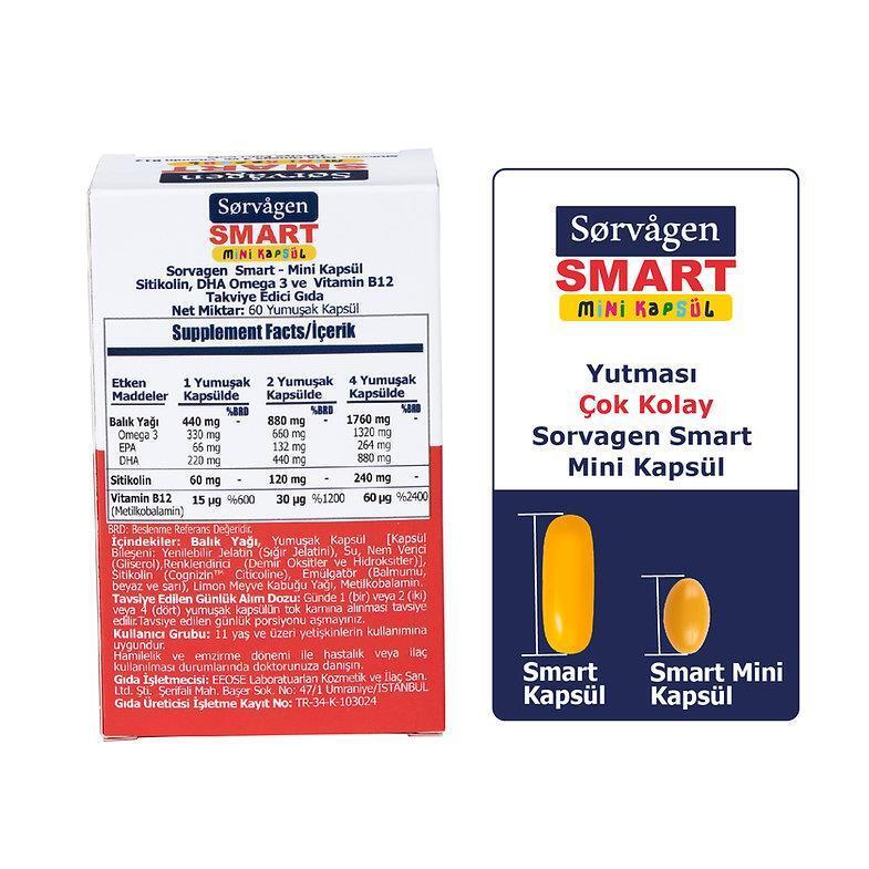 Sorvagen Dietary Supplement - 60 Mini Capsules with DHA Omega 3, Sitikolin, and Vitamin B12 - view 2