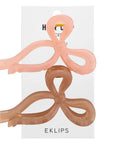 Eklips Frosted Ribbon Hair Clips Pink & Brown 2-Pack