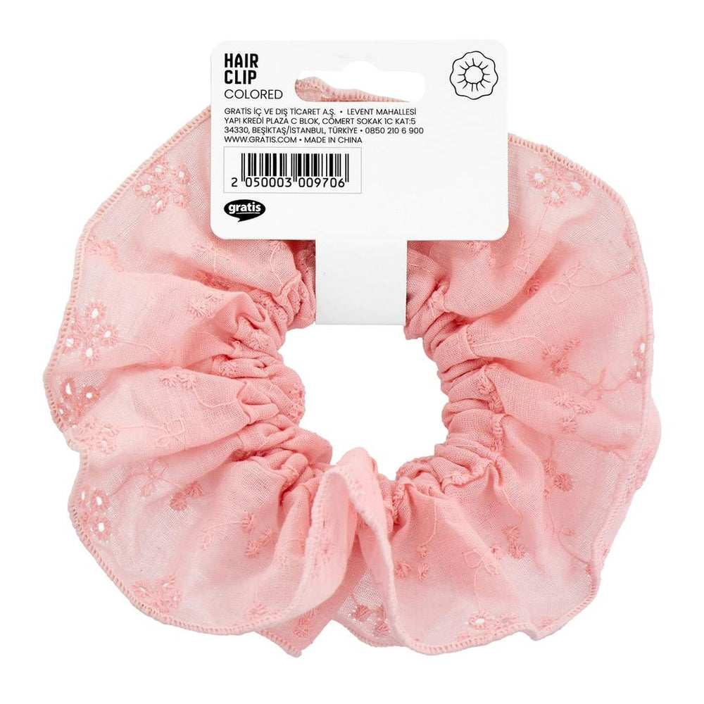 Eklips Pink Fabric Hair Scrunchie Soft Elastic Tie 1 pc