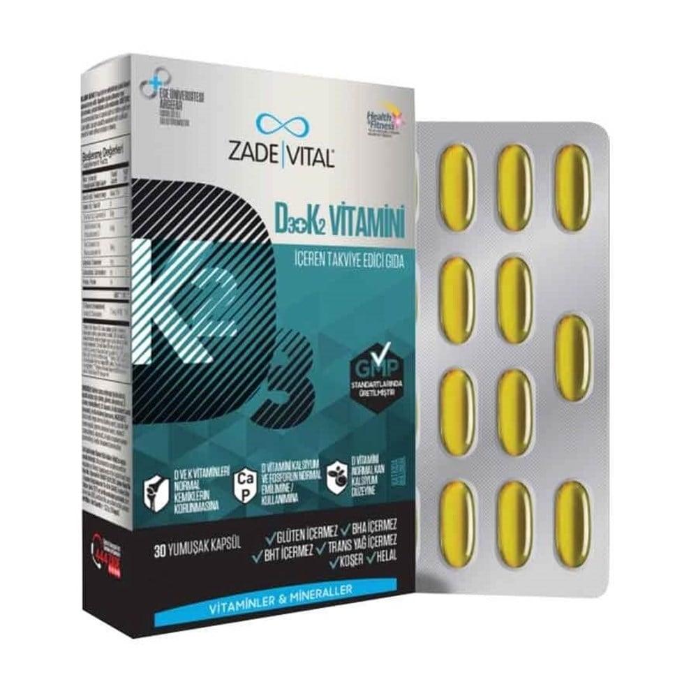 Zade Vital Vitamin D3 + K2 Dietary Supplement for Bone Health - 30 Capsules Zade Vital Vitamin D3 + K2 for Bone & Immune Health Vitamin D3 supplement, Vitamin K2 supplement, Dietary supplement for bone health, Immune system support, Adult health supplements, Bone health support, Cardiovascular health, Dietary supplements, Health and wellness, Nutritional supplements, Vitamin supplements