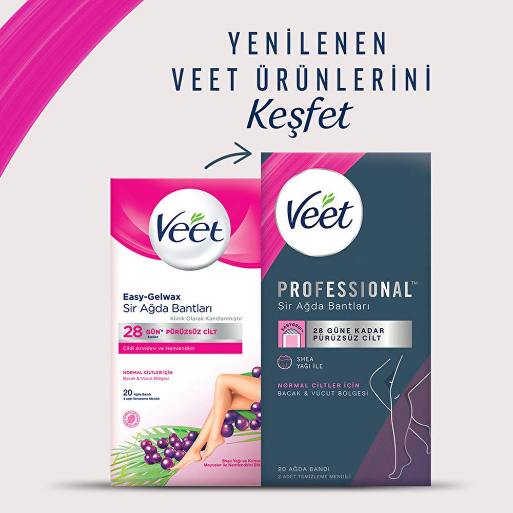 Veet Profesyonel Wax Strips for Hair Removal - Easy Gelwax Technology for Smooth Skin up to 28 Days - Normal Skin, - view 2