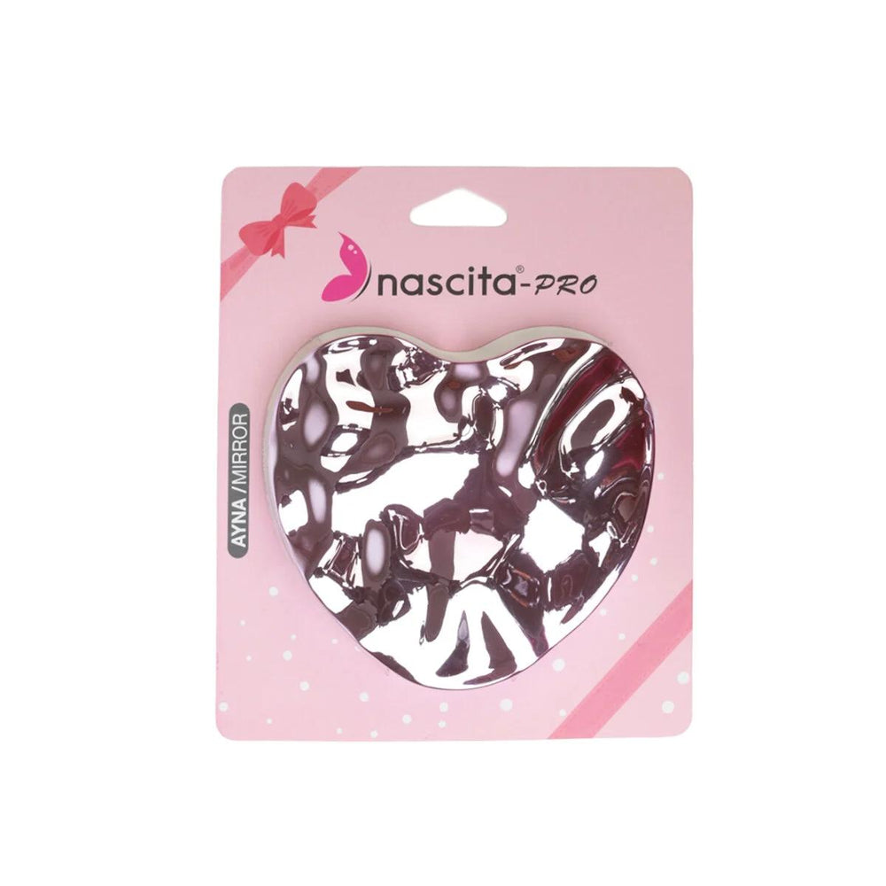 Nascita Metallic Pink Heart Pocket Mirror for Travel 1 pc