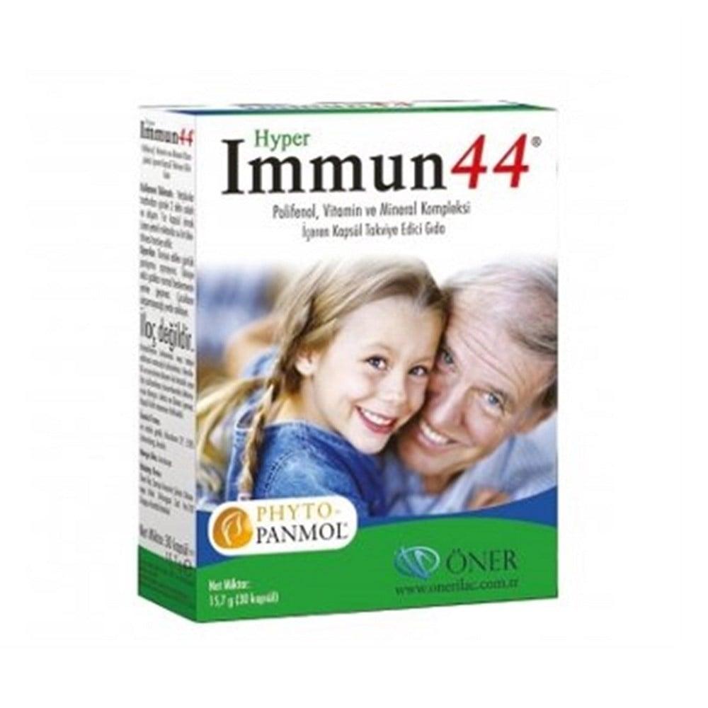 Hyper Immun 44 Dietary Supplement - Natural Immune Support with 13 Vitamins & 8 Minerals Hyper Immun 44 - Natural Immune Support Supplement Dietary Supplement, Immune Support, Multivitamin, Natural Vitamins, Antioxidant Supplement, Health and Wellness, PHYTO-PANMOL Technology, Vitamin Supplement, Mineral Supplement, Polifenol, Capsule Supplement, Nutritional Support, Wellness Product