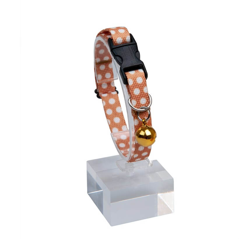 Dalis Polka Dot Cat Collar with Safety Buckle Orange 22-30 cm