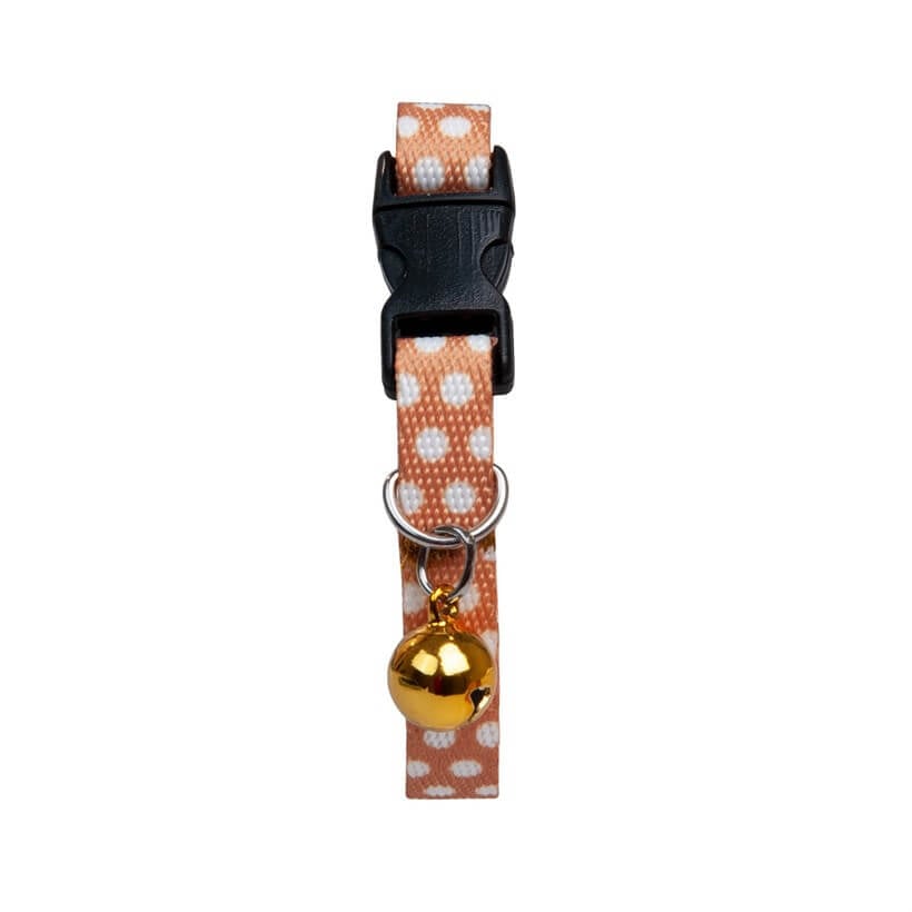 Dalis Polka Dot Cat Collar with Safety Buckle Orange 22-30 cm