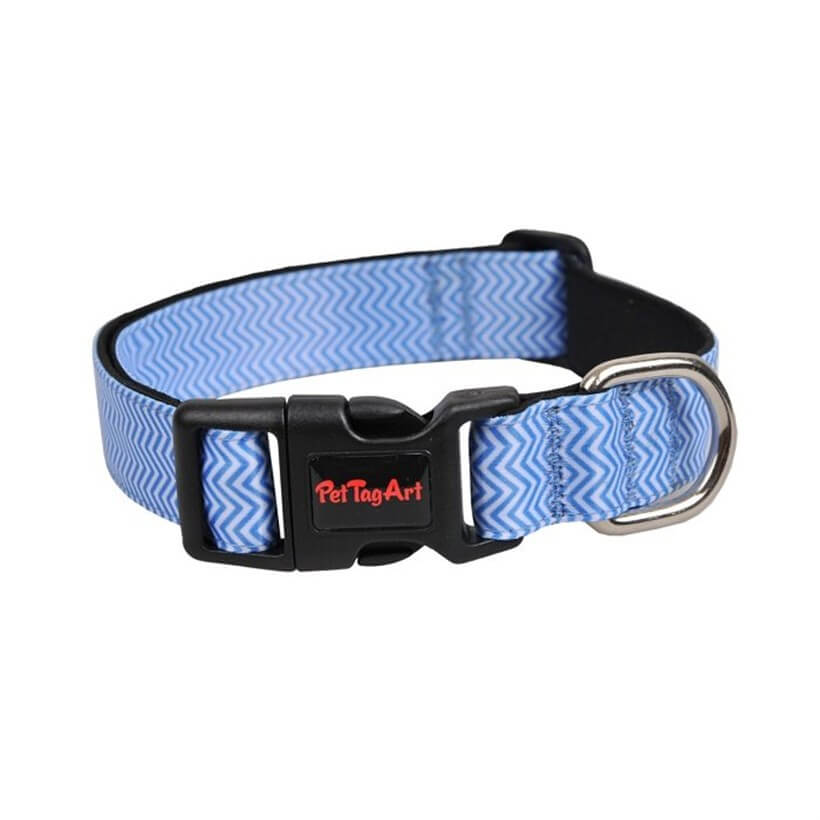 Dalis Patterned Dog Collar Soft Neoprene Lining Blue S 24-40cm