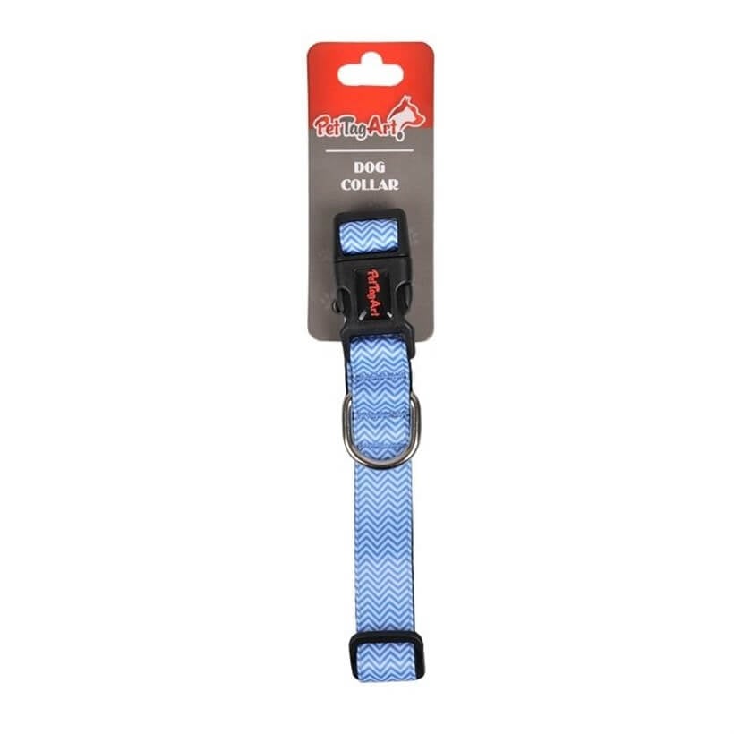 Dalis Patterned Dog Collar Soft Neoprene Lining Blue S 24-40cm