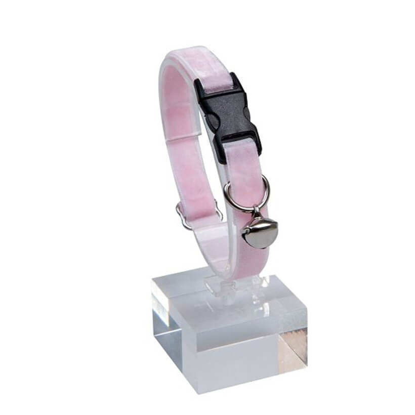 Dalis Velvet Pink Cat Collar with Safety Bell 22-30 cm