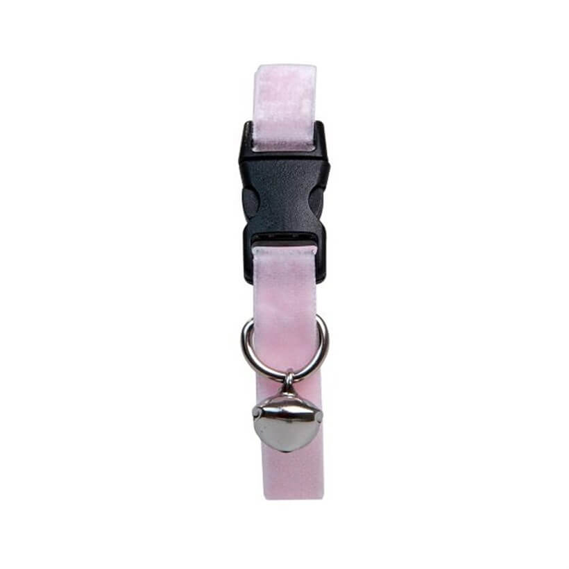 Dalis Velvet Pink Cat Collar with Safety Bell 22-30 cm