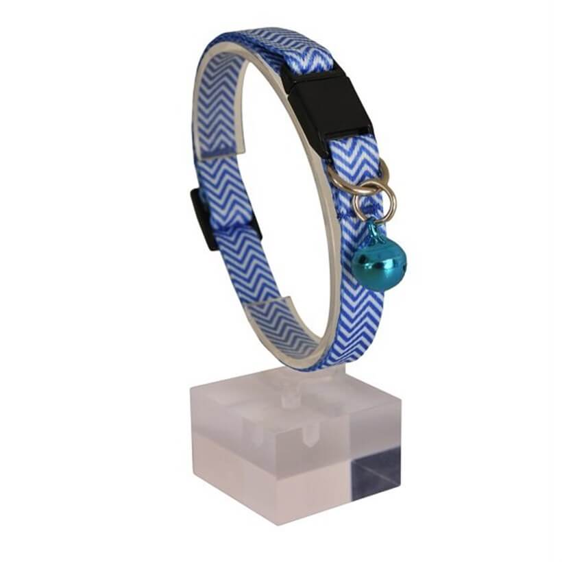 Dalis Blue & White Safety Breakaway Cat Collar with Bell 10mm