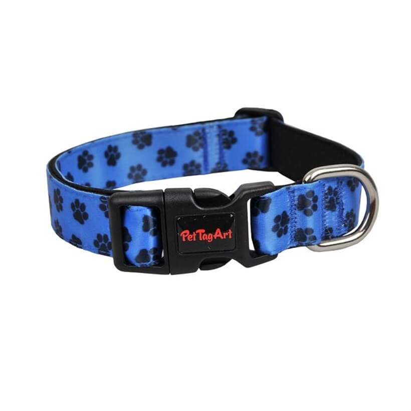 Dalis Paw Print Dog Collar Soft Neoprene Large 40-65 cm Navy
