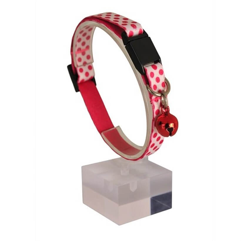 Dalis Pink and White Polka Dot Safety Release Cat Collar 10mm