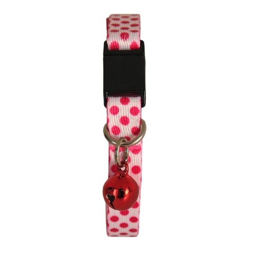 Dalis Pink and White Polka Dot Safety Release Cat Collar 10mm