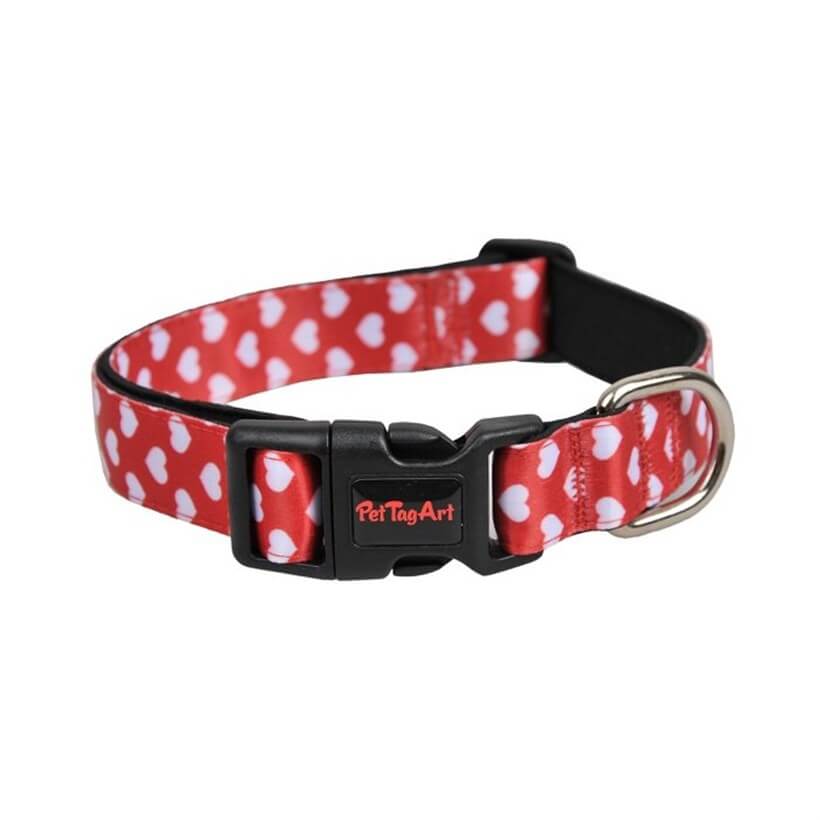 Dalis PetTagArt Heart Pattern Large Dog Collar Red 25mm