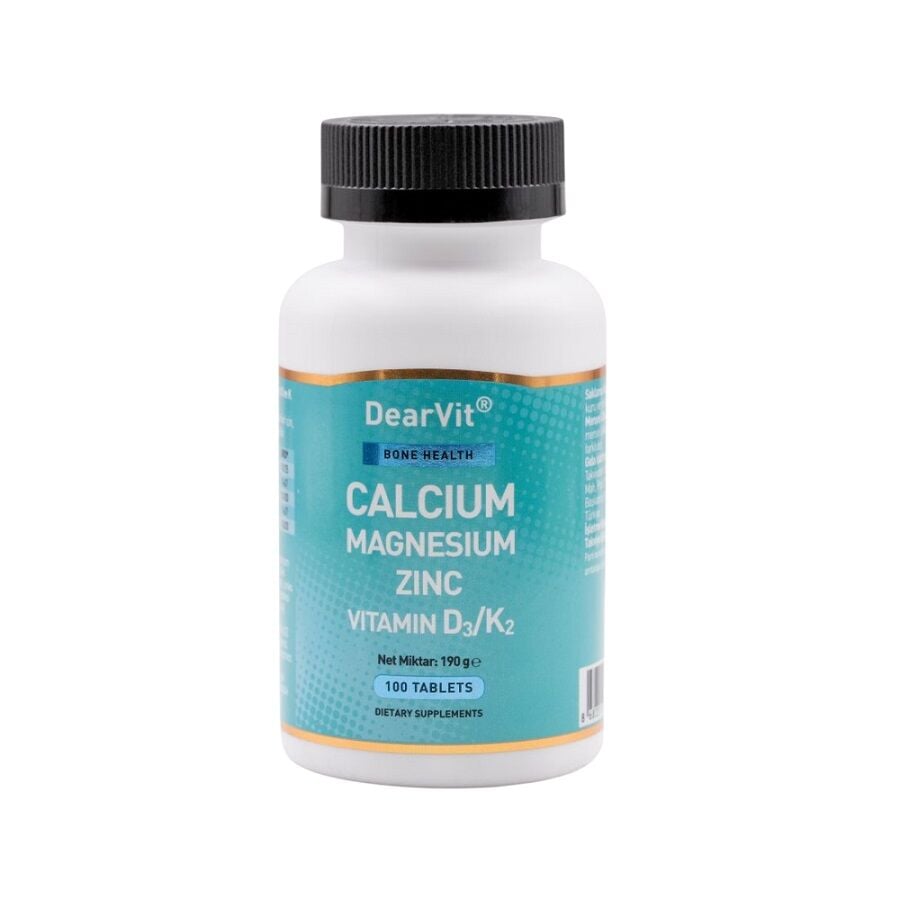 Dearvit Calcium Magnesium Zinc with Vitamin D3 & K2 100 Tablets