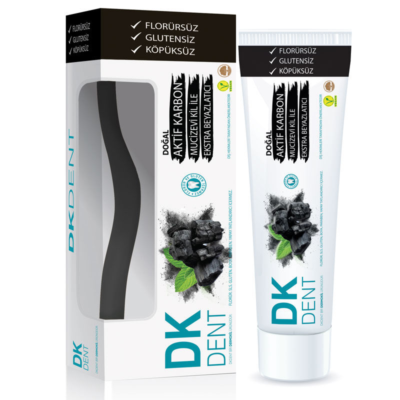Dk Dent Active Charcoal Fluoride-Free Toothpaste & Brush 75ml