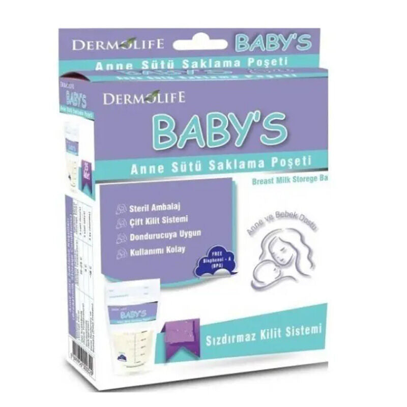 Dermolife Babys Breast Milk Storage Bags with Leakproof Seal 20 Pack