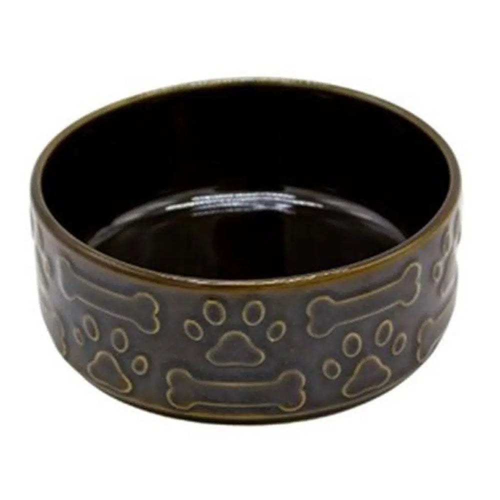 M-Pets Design Ceramic Food and Water Bowl Green 14cm