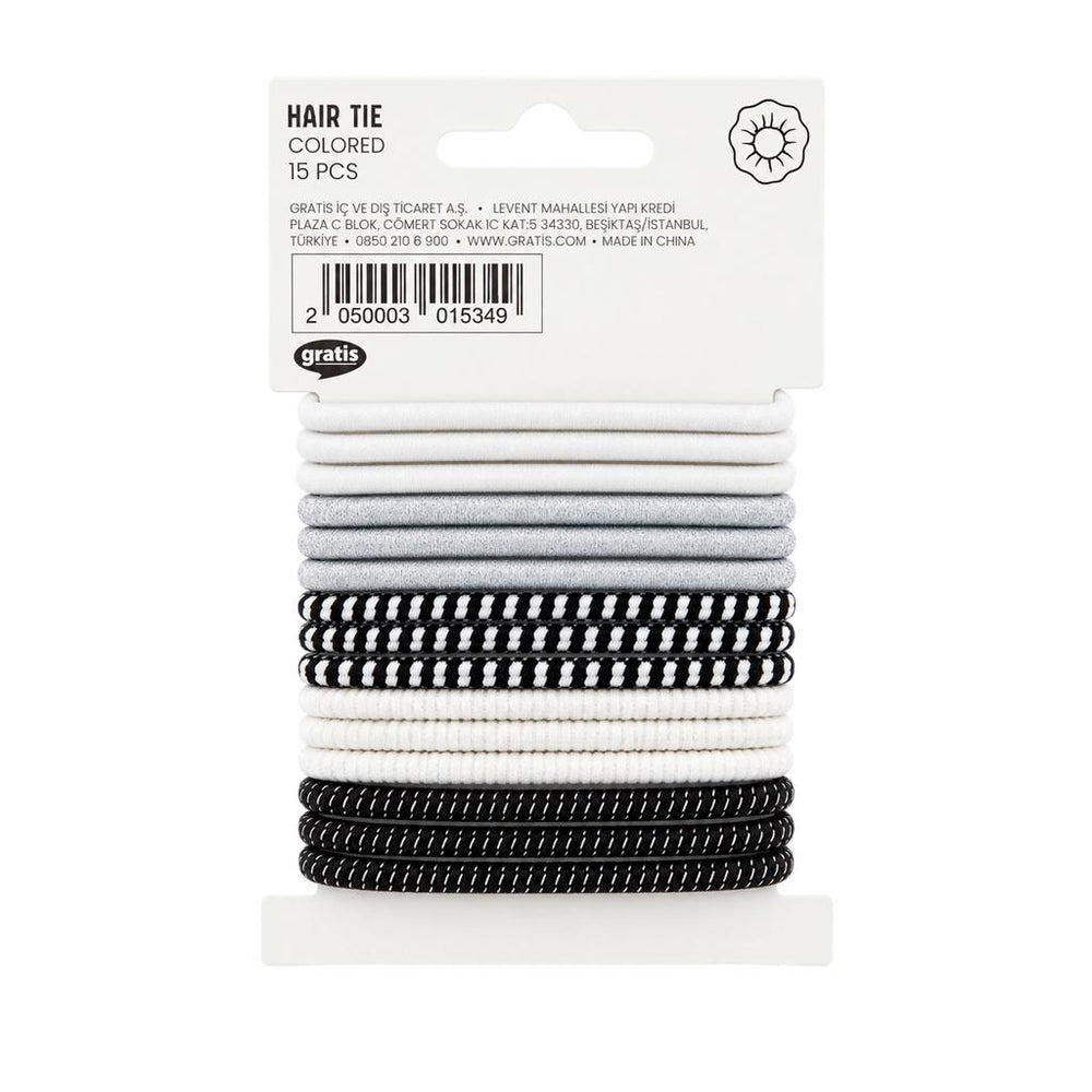 Eklips Glitter Black and White Elastic Hair Ties 15 Pack