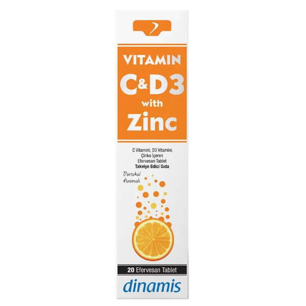 Dinamis Vitamin C+D With Zinc Effervescent Tablets 20 Count