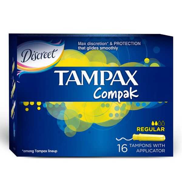 Discreet Tampax Tampons Normal for Daily Comfort 16 Count