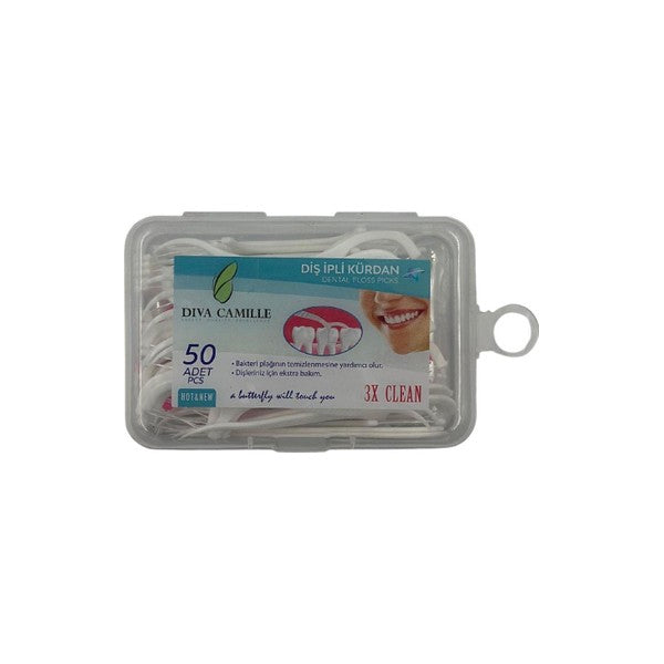 Diva Camille Dental Floss Picks for Deep Cleaning 50 Count