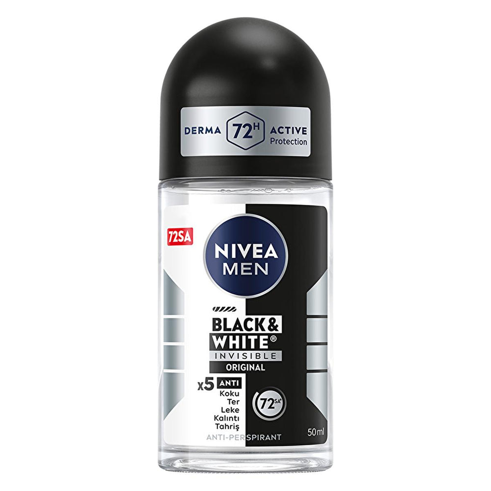 Nivea Men Deodorant - Nivea Men Erkek Roll-on Deodorant Black & White Invisible Original 50 ml - Long Lasting - view 2