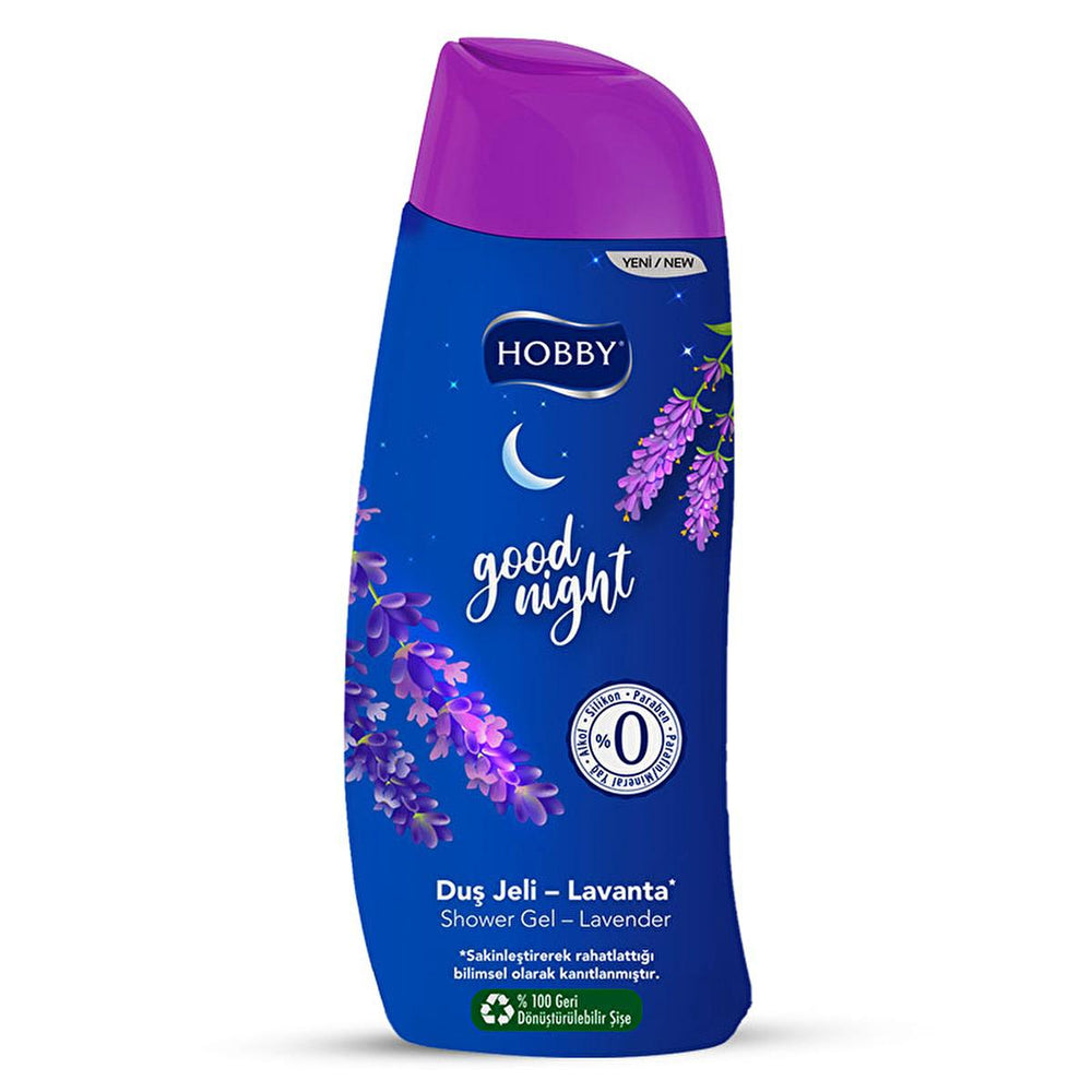 Hobby Good Night Lavanta Shower Gel - Relaxing Lavender Scented Body Wash for Stress Relief, pH Balanced - Cleanser