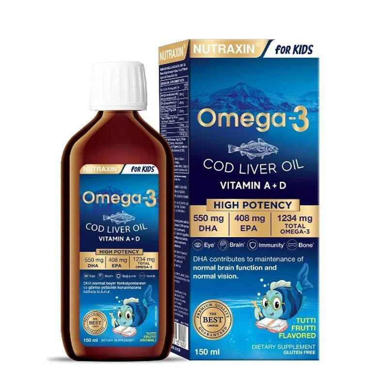 Nutraxin Kids Omega-3 Syrup - 150 ml | Tutti Frutti Flavor - Vitamin & Supplement