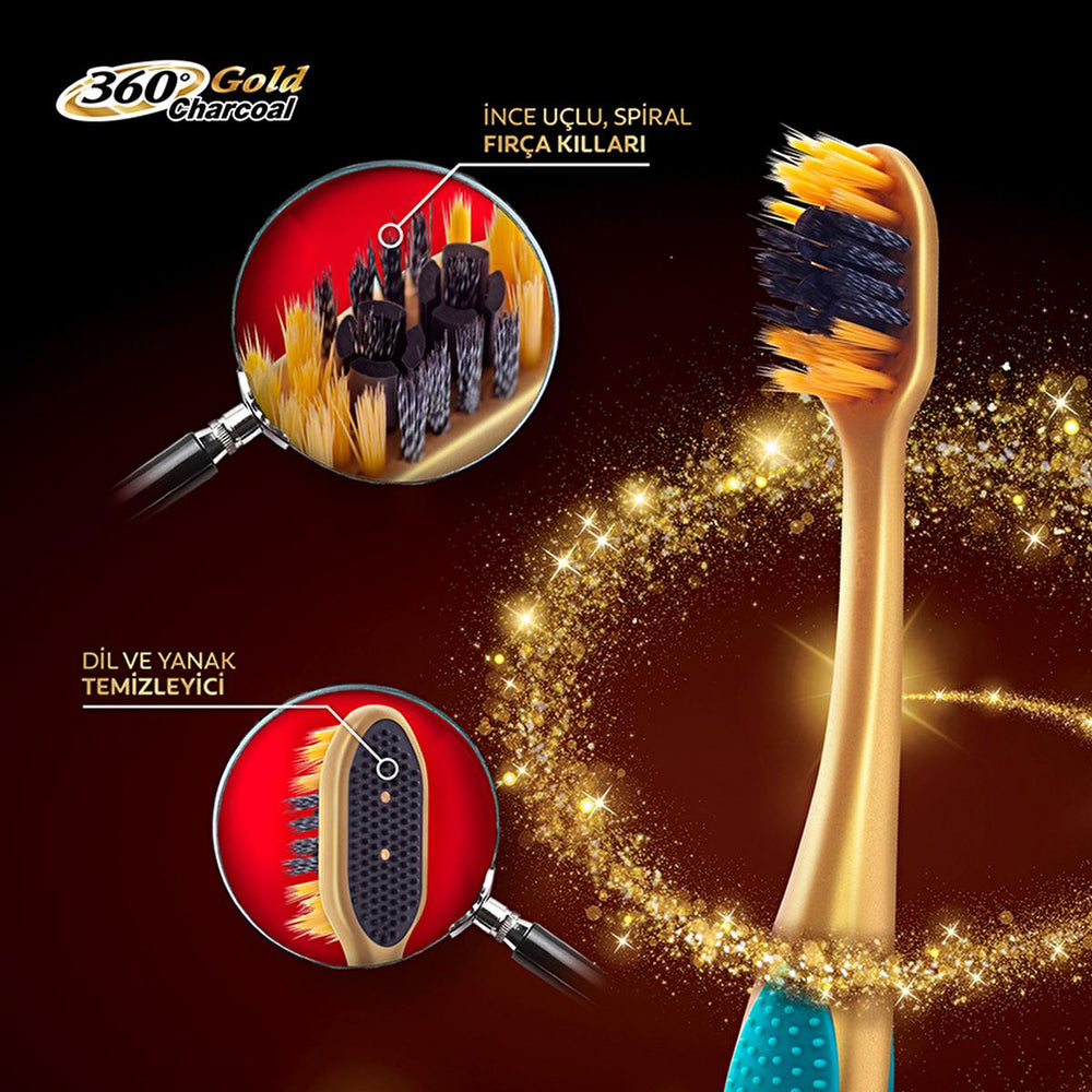 Colgate 360 Gold Manual Toothbrush - Effective Oral Hygiene with Antimicrobial Bristles - view 3