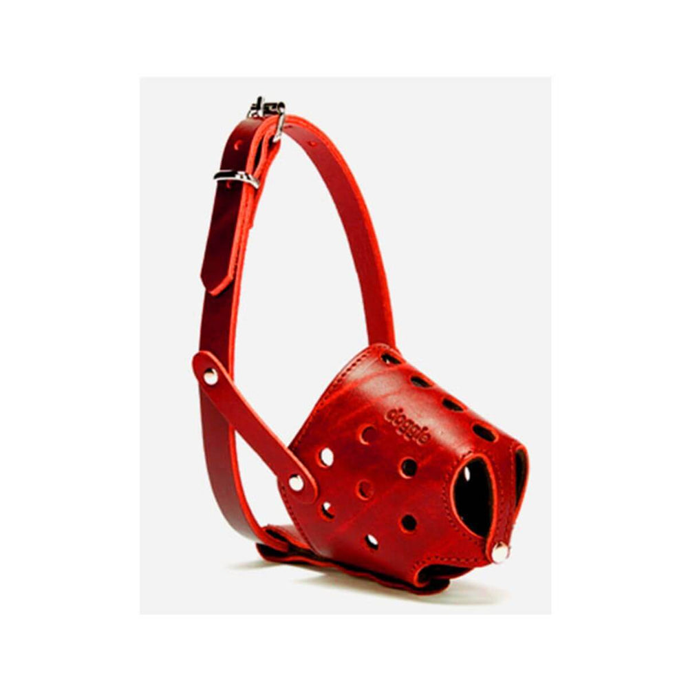 Doggie Short Nose Leather Dog Muzzle Medium Red for 11-25 kg Dogs