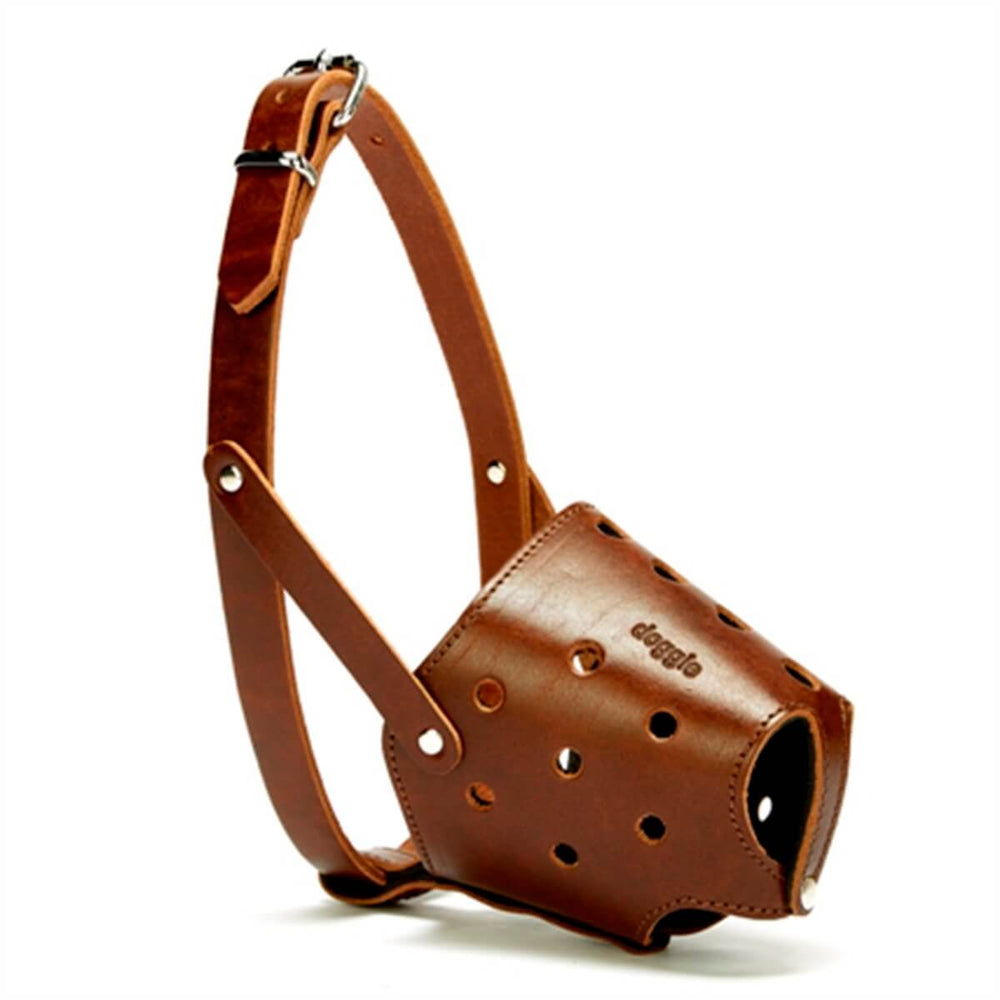 Doggie Short Snout Leather Dog Muzzle XL - Brown, Full Genuine Leather