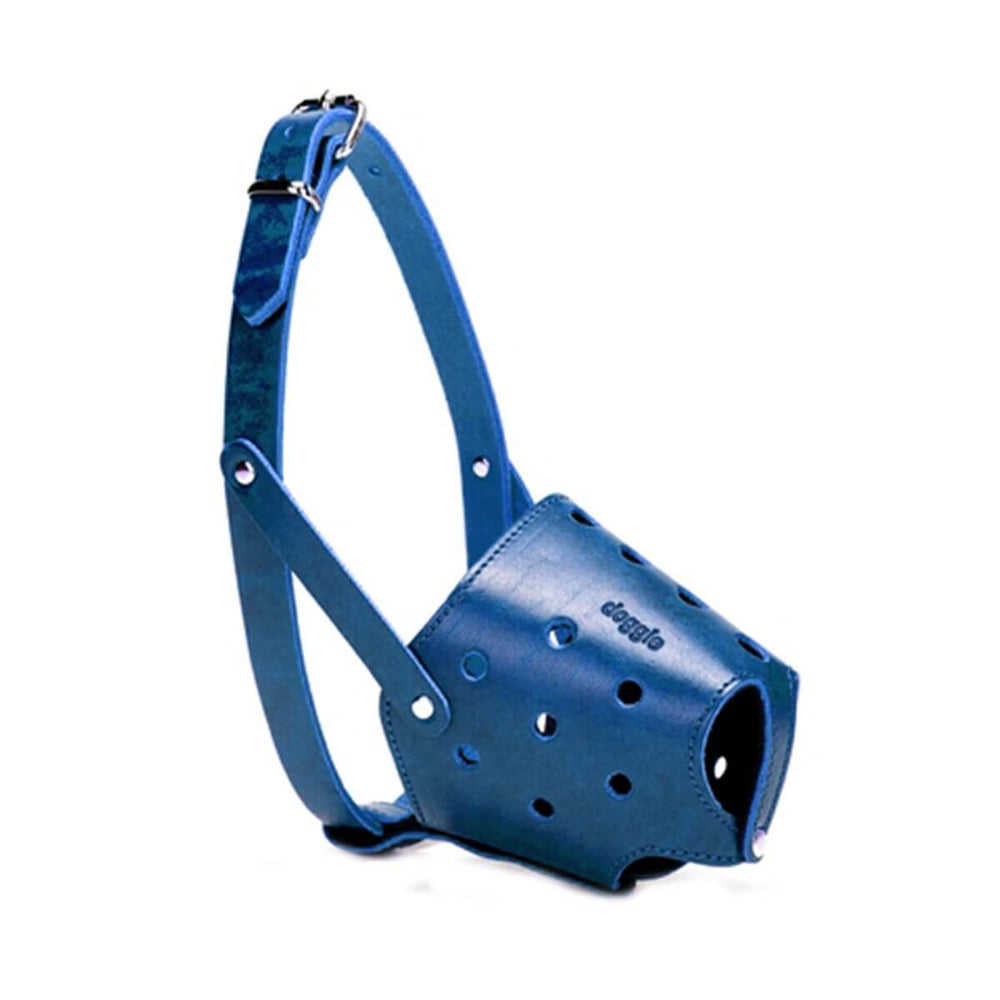 Doggie Short Snout Leather Dog Muzzle XL - Blue, Brachycephalic Breed Fit