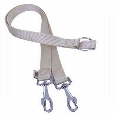 Doggie Woven Double Dog Leash Coupler Khaki 2.5x70cm