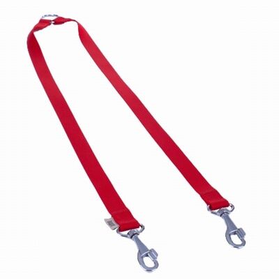 Doggie Red Woven Double Dog Leash Coupler 2.5x70-60cm