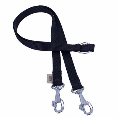 Doggie Woven Dual Dog Leash Coupler for Two Dogs Black 2.5x70cm