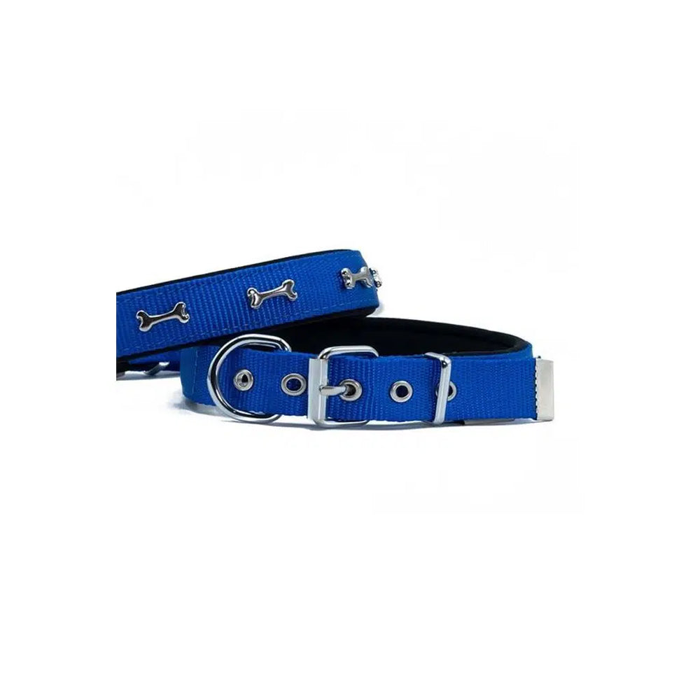 Doggie DSBT Woven Metal Bone Ornament Dog Collar L-Royal