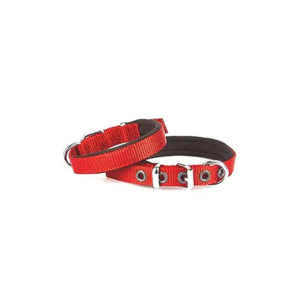 Doggie Woven Soft Dog Collar with Comfort Lining Red 45 cm