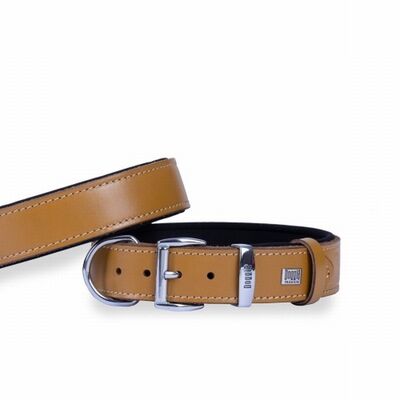 Doggie Comfort Leather Dog Collar Camel Durable Design 60 cm