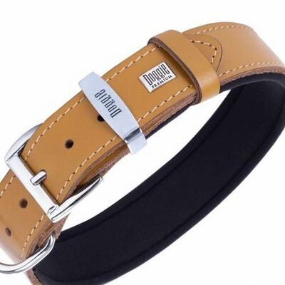 Doggie Comfort Leather Dog Collar Camel Durable Design 60 cm