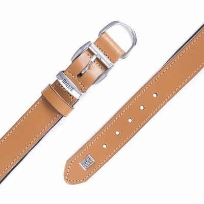 Doggie Comfort Leather Dog Collar Camel Adjustable 50cm