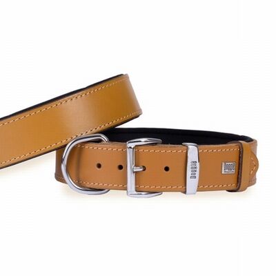 Doggie Comfort Leather Dog Collar Camel Durable Design 55 cm
