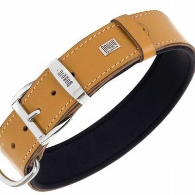 Doggie Comfort Leather Dog Collar Camel Durable Design 55 cm