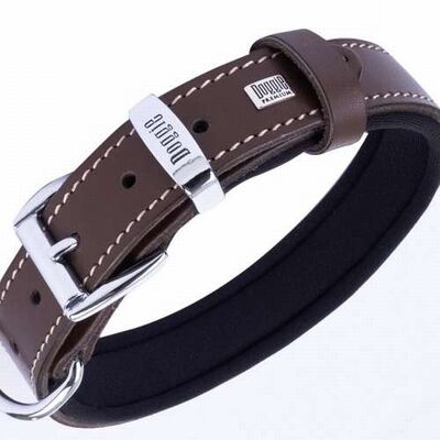 Doggie Comfort Leather Dog Collar Brown Durable Design 37-45cm